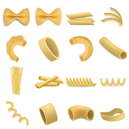 Fusilli pasta penne mockup set, realistic style vector illustration.のイラスト素材