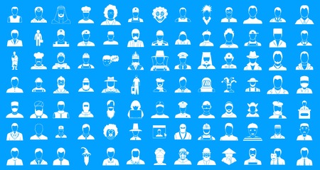 Man silhouette icon blue set vector.のイラスト素材