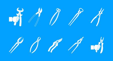 Pliers icon blue set vector.のイラスト素材