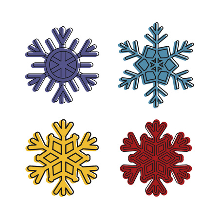 Snowflake icon set vector illustrationのイラスト素材
