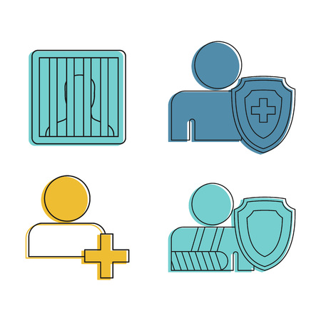 Human sign icon set. Color outline set of human sign vector icons for web design isolated on white backgroundのイラスト素材