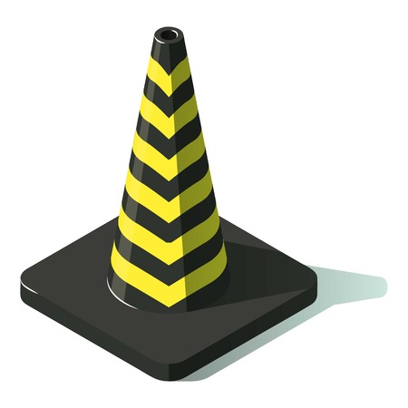 Striped cone icon. Isometric illustration of striped cone vector icon for webのイラスト素材
