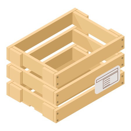 Crate icon. Isometric illustration of crate vector icon for webのイラスト素材