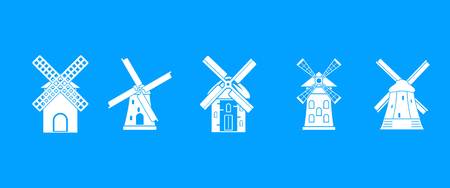 Mill icon set. Simple set of mill vector icons for web design isolated on blue backgroundのイラスト素材