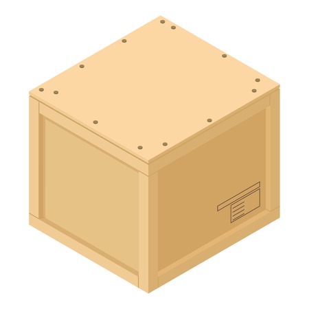 Closed crate icon. Isometric illustration of closed crate vector icon for webのイラスト素材