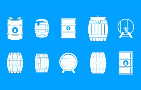 Barrel icon blue set vectorのイラスト素材