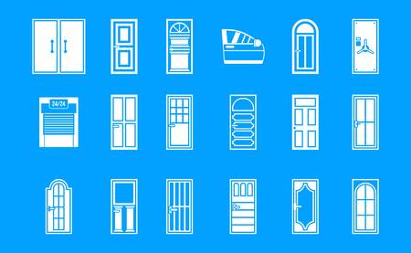 Door icon blue set vectorのイラスト素材