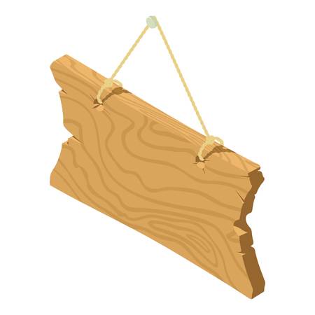Wooden signboard icon, isometric styleのイラスト素材