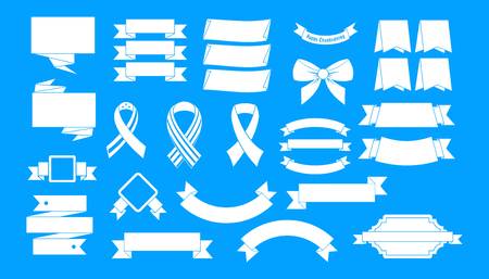 Ribbon icon blue set vectorのイラスト素材