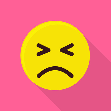 Scary emoticon icon, flat styleのイラスト素材