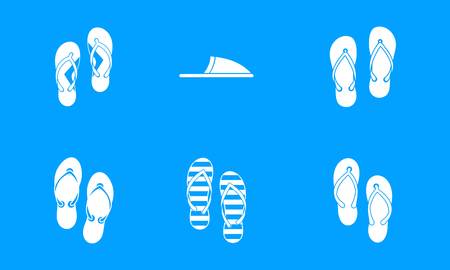 Slippers icon blue set vectorのイラスト素材