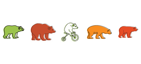 Bear icon set, color outline style.のイラスト素材
