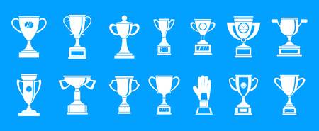 Trophy cup icon blue set vectorのイラスト素材