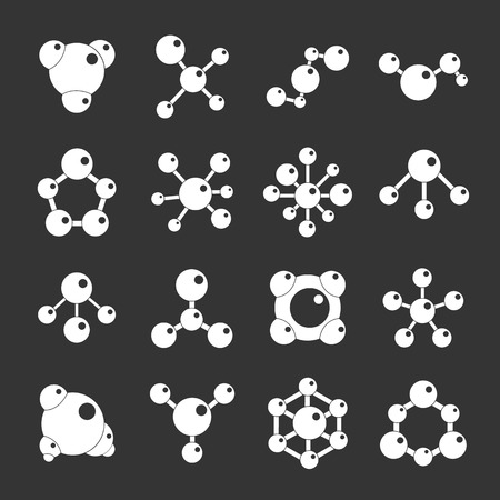 Molecule icons set vector white isolated on grey backgroundのイラスト素材