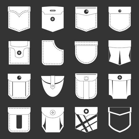 Pocket types icons set vector on dark backgroundのイラスト素材
