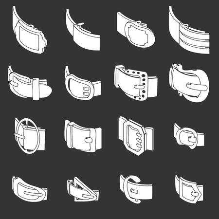 Belt buckle icons set grey vectorのイラスト素材