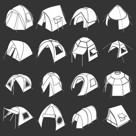 Tent forms icons set grey vectorのイラスト素材