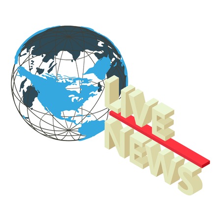 Press news icon. Isometric illustration of press news vector icon for web.のイラスト素材
