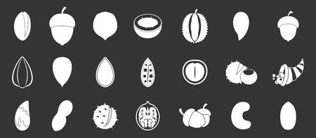 Nuts icon set vector white isolated on grey backgroundのイラスト素材