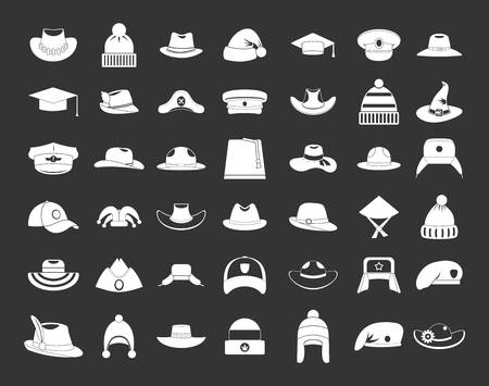 Hat icon set vector white isolated on grey backgroundのイラスト素材
