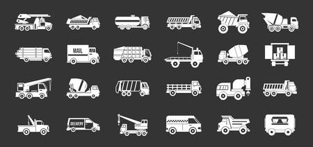 Truck icon set vector white isolated on grey backgroundのイラスト素材