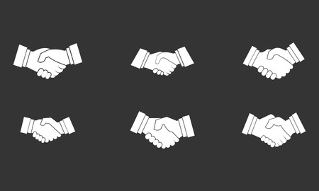 Handshake icon set vector white isolated on gray backgroundのイラスト素材