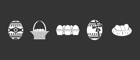 Eggs icon set vector white isolated on grey backgroundのイラスト素材
