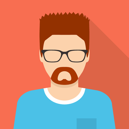 Man in glasses icon. Flat illustration of man in glasses vector icon for webのイラスト素材