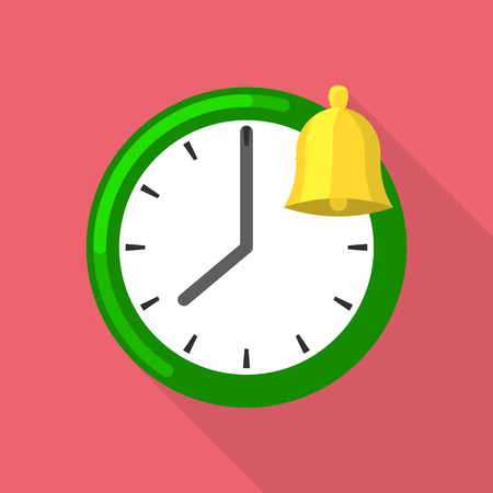 Bell clock icon. Flat illustration of bell clock vector icon for webのイラスト素材