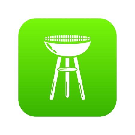 Barbecue icon green vector isolated on white backgroundのイラスト素材