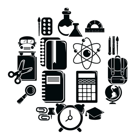 School education icons set. Simple illustration of 16 school education vector icons for webのイラスト素材