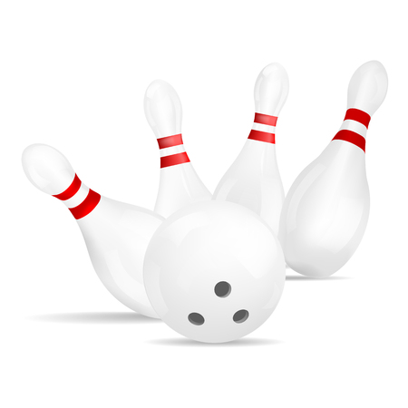 Bowling strike icon. Realistic illustration of bowling strike vector icon for webのイラスト素材