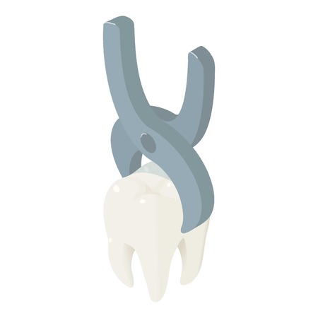 Tooth extraction icon. Isometric of tooth extraction vector icon for web design isolated on white backgroundのイラスト素材