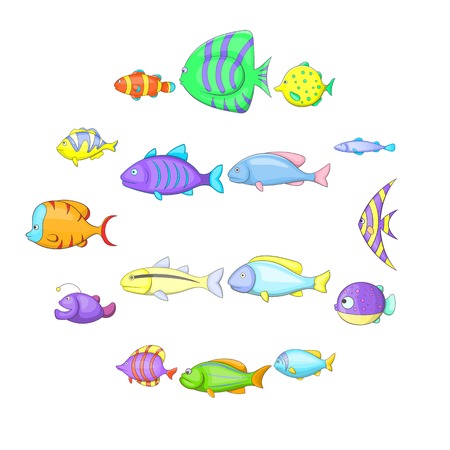 Cartoon illustration of  different fish vector icons for webのイラスト素材
