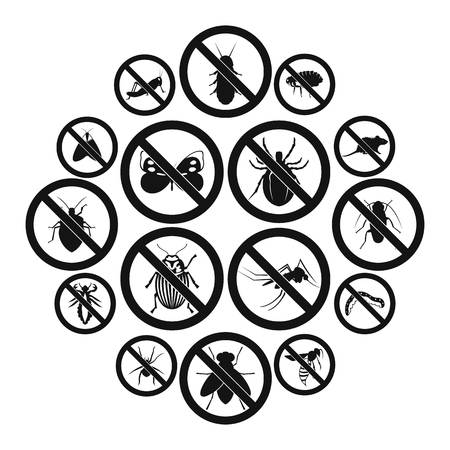 No insect sign icons set in simple style illustration.のイラスト素材