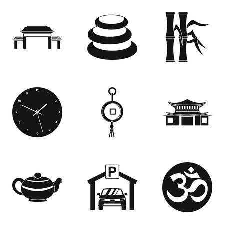Yoga trainer icons set. Simple set of 9 yoga trainer vector icons for web isolated on white backgroundのイラスト素材