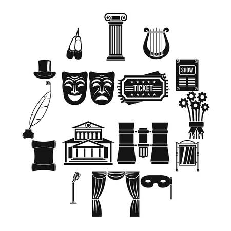 Theater icons set. Simple illustration of 16 theater vector icons for webのイラスト素材