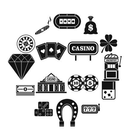 Casino icons set, simple styleのイラスト素材