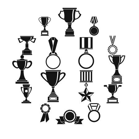 Trophy icons set, siple styleのイラスト素材