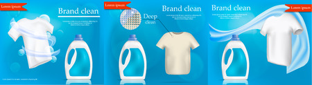 Laundry service banner set, realistic styleのイラスト素材