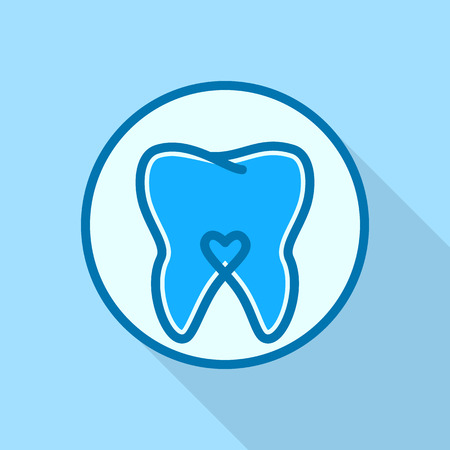 Heart on tooth  icon, flat styleのイラスト素材
