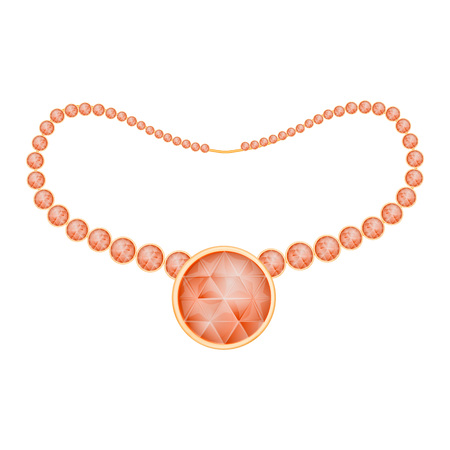 Red stone necklace mockup, realistic styleのイラスト素材