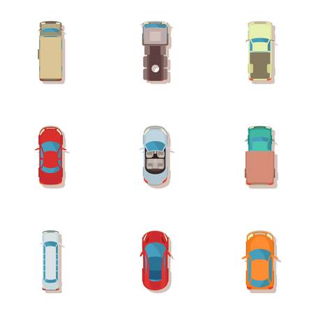 Auto icons set, cartoon styleのイラスト素材