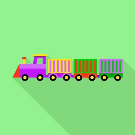 Colorful toy train icon, flat styleのイラスト素材
