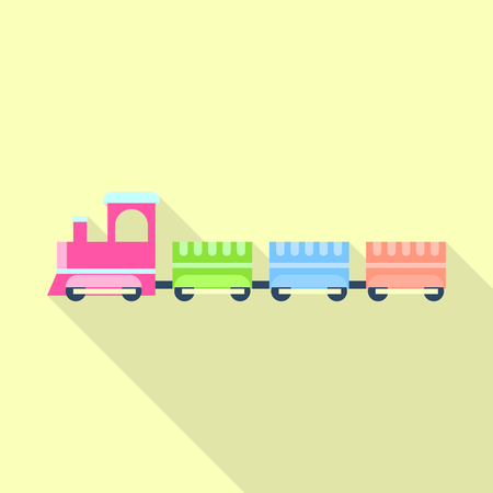 Children train toy icon, flat styleのイラスト素材