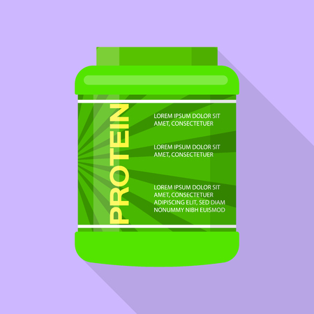 Green protein jar icon, flat styleのイラスト素材