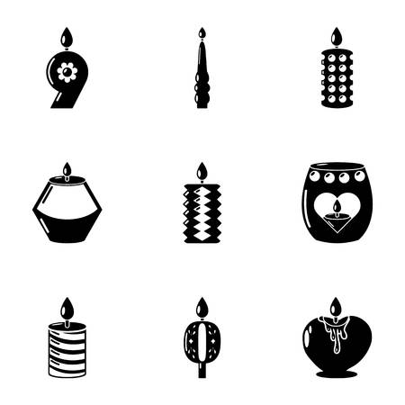 Candlelight icons set, simple styleのイラスト素材