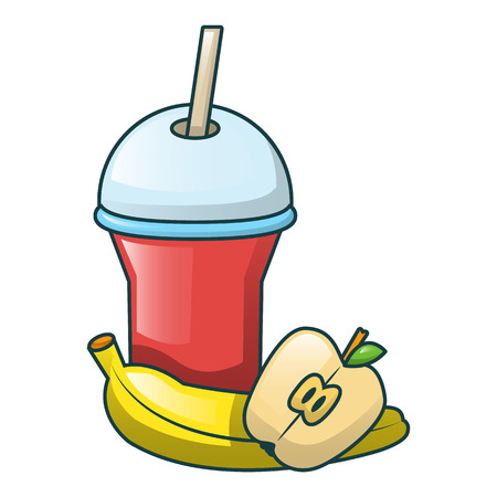 Cola and fruits icon, cartoon styleのイラスト素材