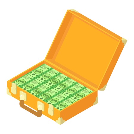 Cash dollars case icon, isometric styleのイラスト素材