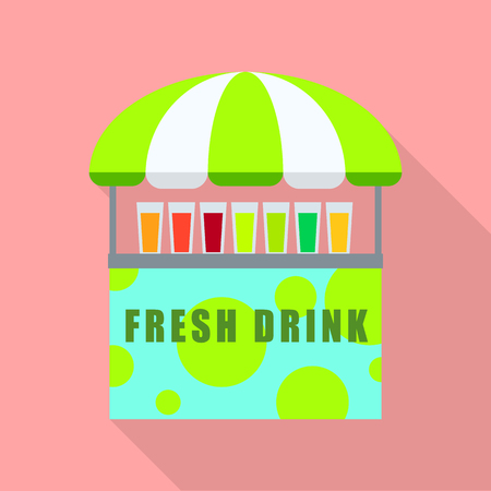 Fresh drink shop icon, flat styleのイラスト素材